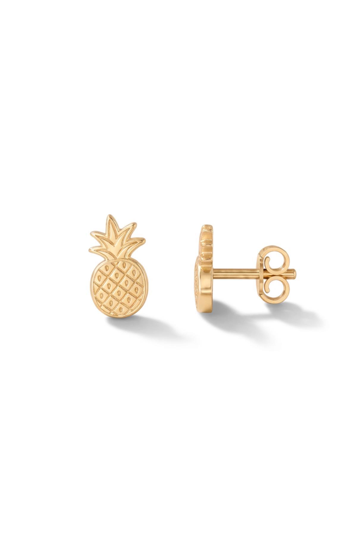 14 Ayar Altın Ananas Küpe