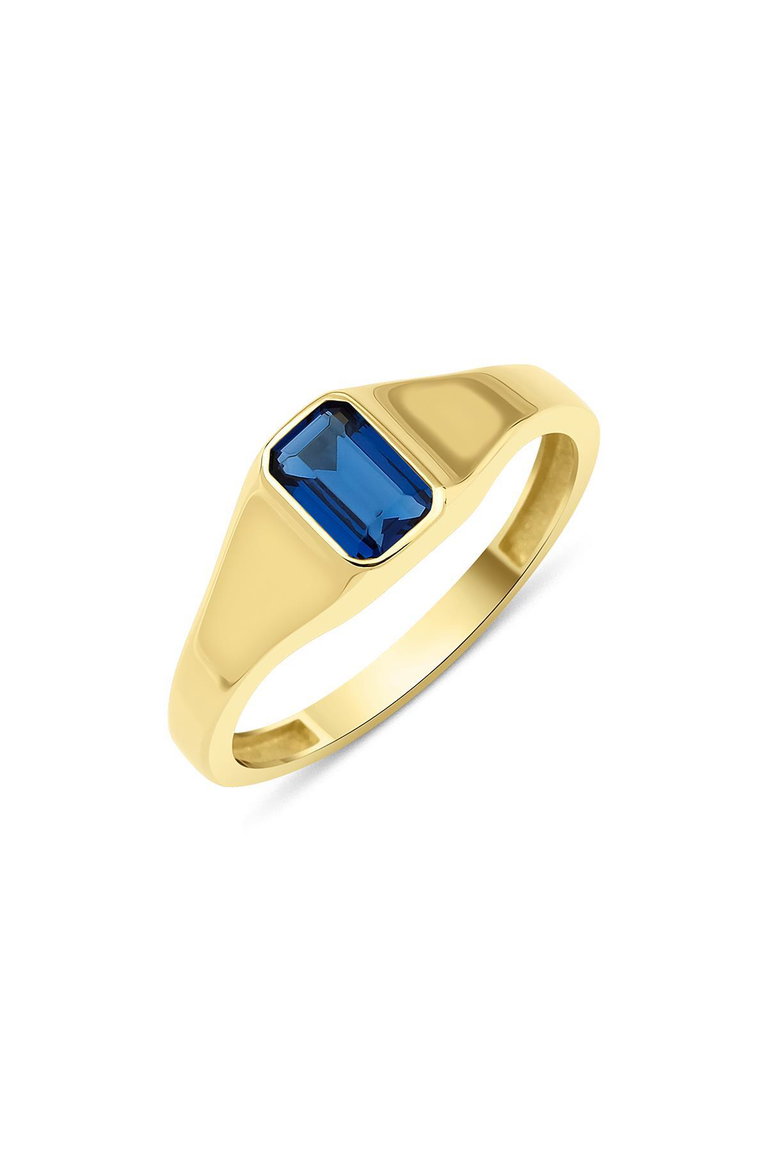 14 Ayar Altın Baget Safir Detaylı Yüzük