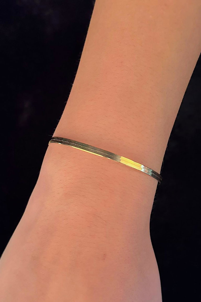 14 Ayar Altın İnce İtalyan Ezme Bileklik 3.05 mm