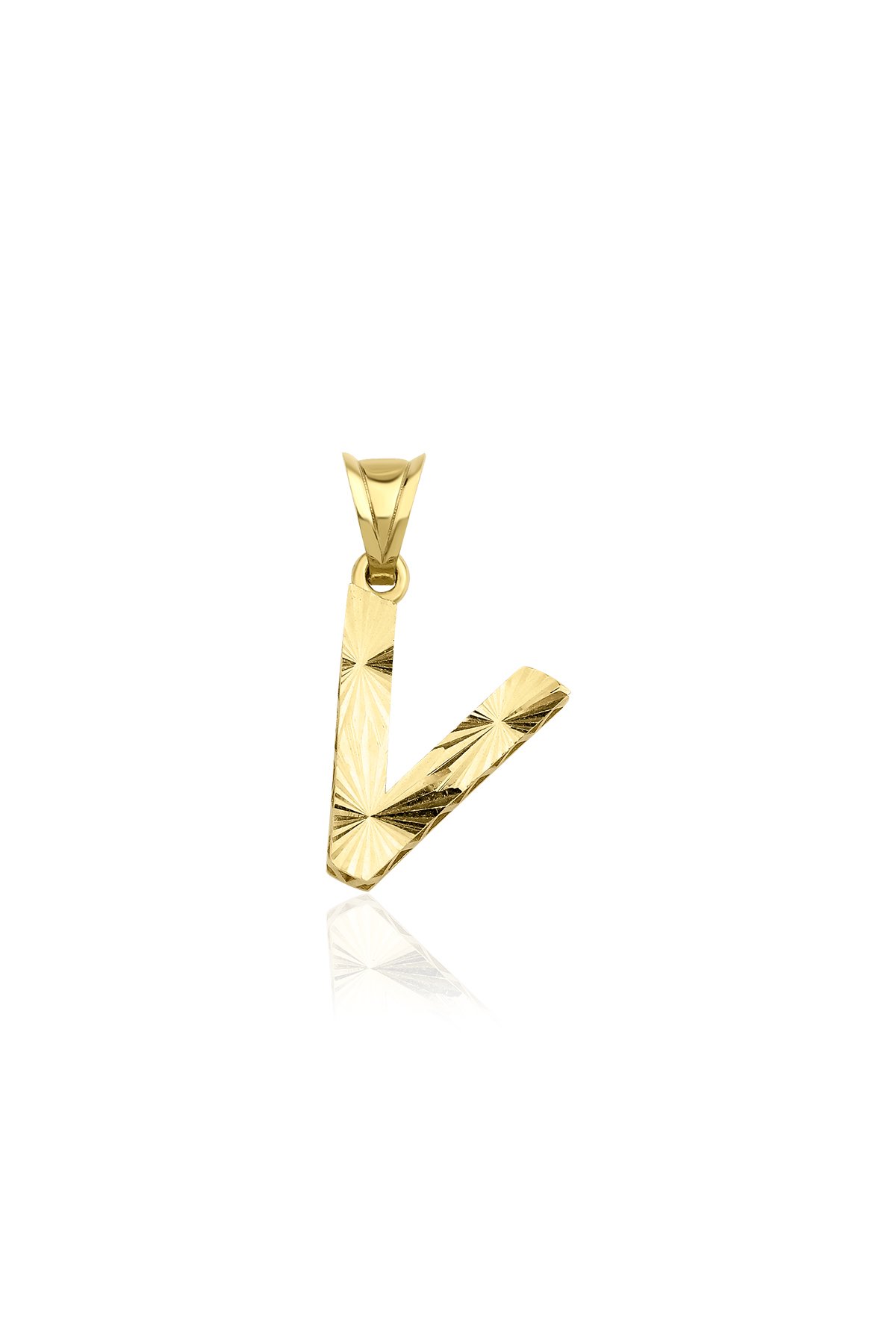 Fiyonk Kuyumculuk - 14 Ayar Altın Mini Shine Kolye Ucu V Harfi