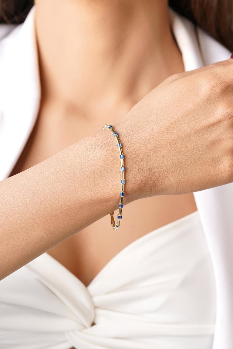 14 Ayar Altın Safir Taşlı Modern Bileklik