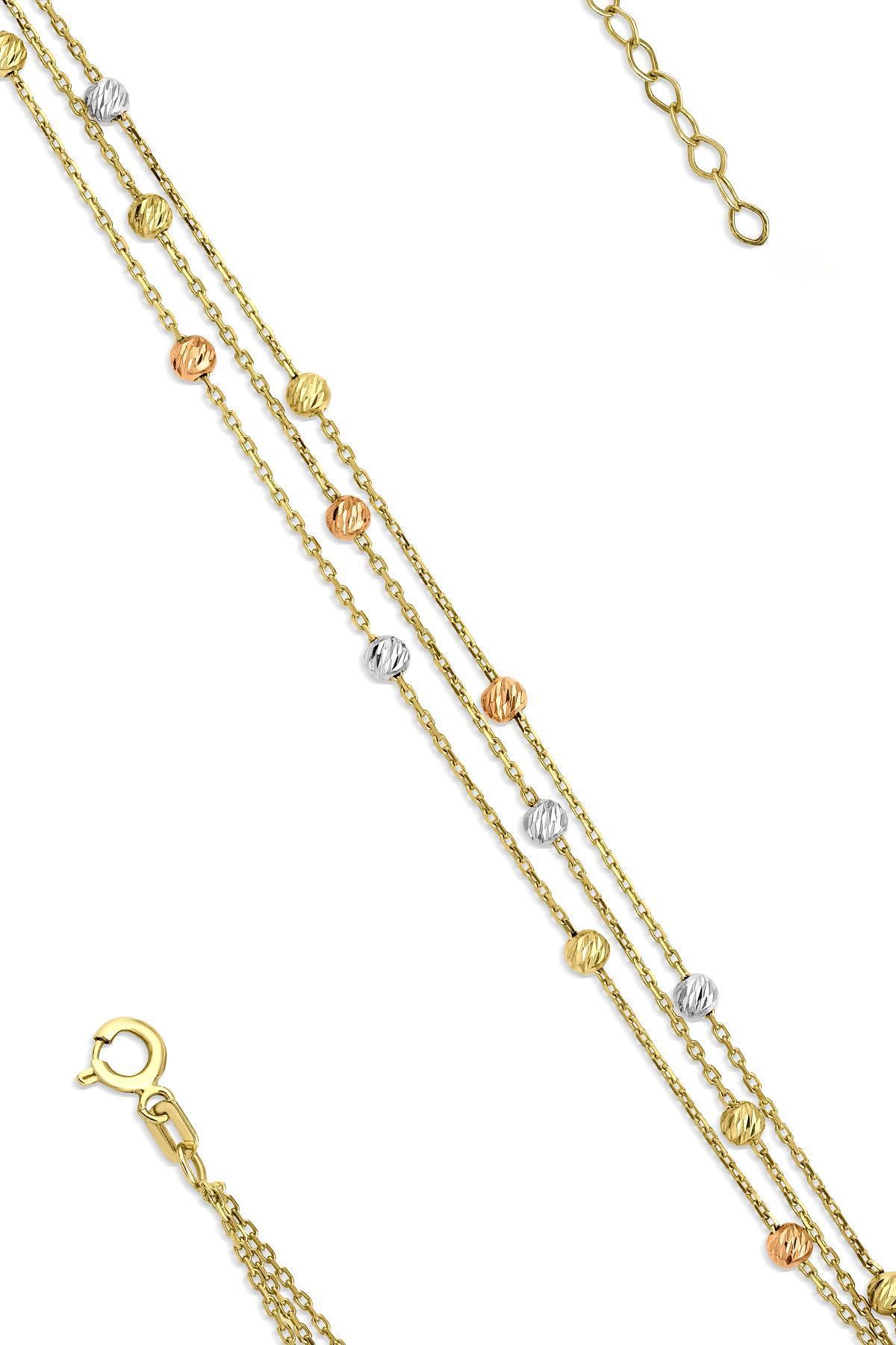 14 Ayar Altın Üç Sıralı Dorika Toplu Zincir Bileklik - Fiyonk Kuyumculuk (1)
